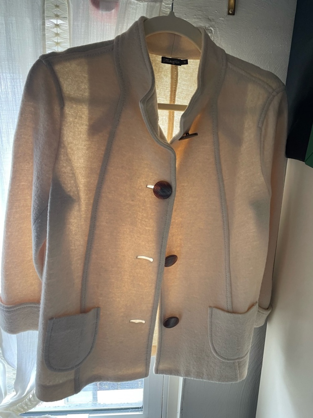 J. McLaughlin Cream 100% Merino Wool Button Jacket size M